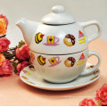 Haonai decal ceramic tea set(pot,cup and plate),customized ceramic tea sets